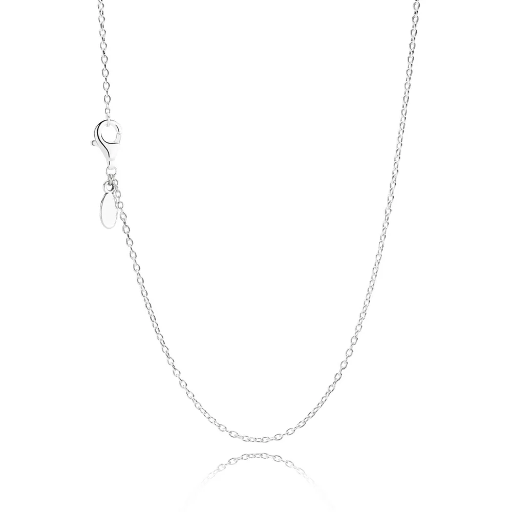 

Real 925 Sterling Silver Gold Shine Signature Chain Link Original Europe Necklace For Women Charm Bead DIY Jewelry Making