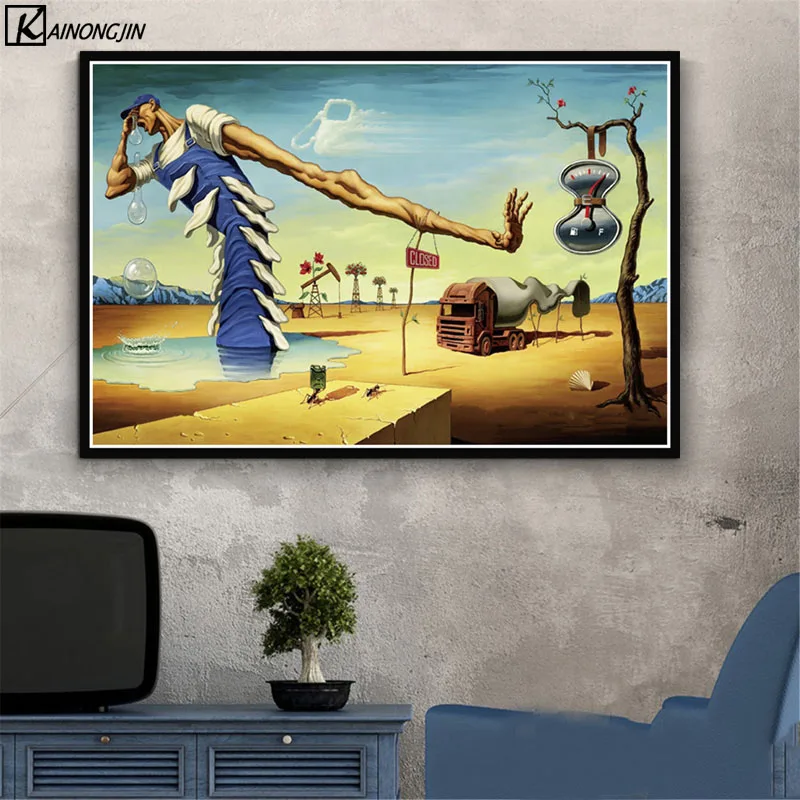 

Posters and Prints Psychedelic Abstract Painting New Salvador Dali Surrealism Poster Canvas Wall Art for Living Room Home Decor