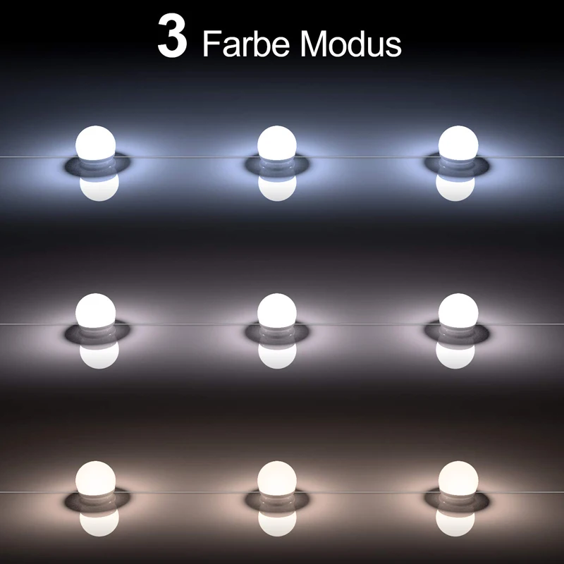 USB 3 ألوان عكس الضوء 10 LED الغرور أضواء لمبة هوليوود نمط ماكياج مصباح ل خلع الملابس الجدول مرآة زينة للحمام ضوء