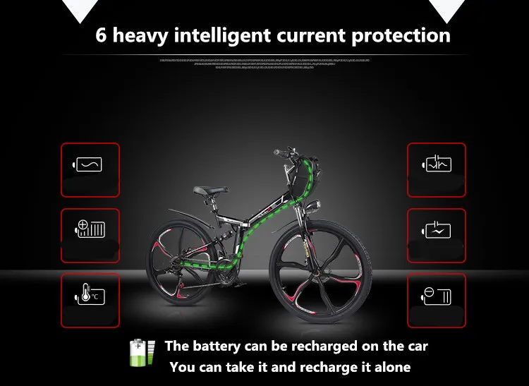 Flash Deal 26 Inch 48v350w Electric Bike Folding Mountain Bike Electric Car Lithium Battery Double Battery Electric Car 5