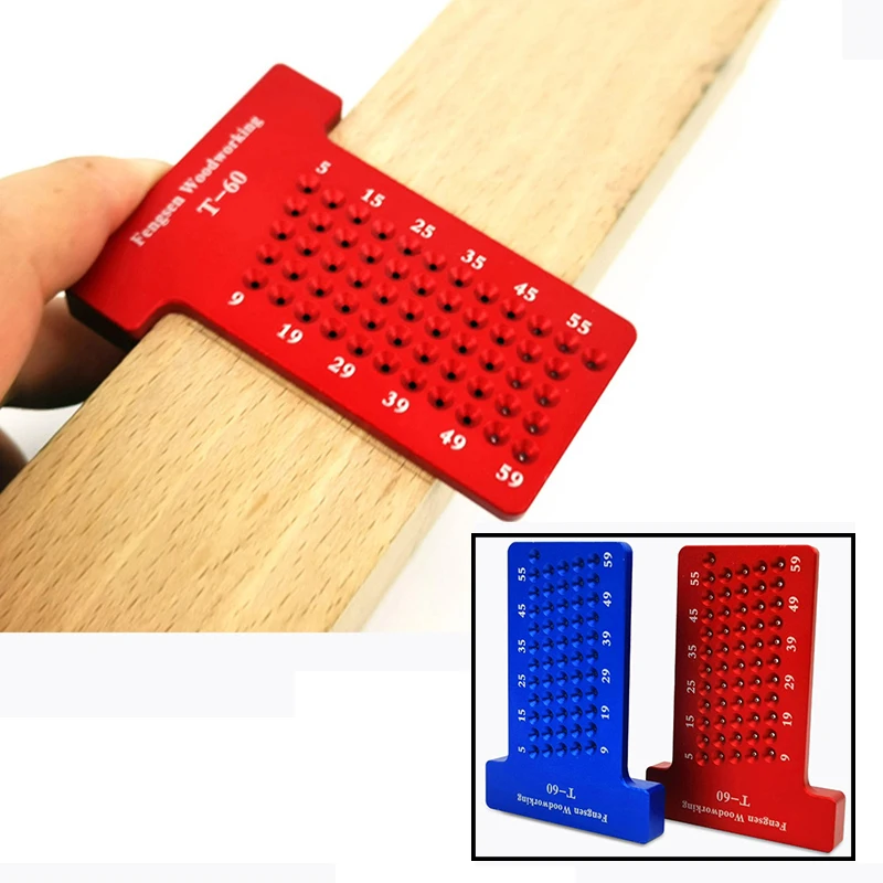 

Aluminum Alloy T60 Woodworking Ruler Hole Scriber T-shaped Ruler Woodworking Mini Scriber Crossed Measuring Tool
