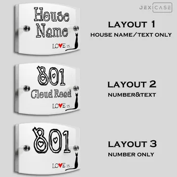 

Cat Personalized Modern House Number Door Sign Plaque Street Acrylic Matte Glass TOP