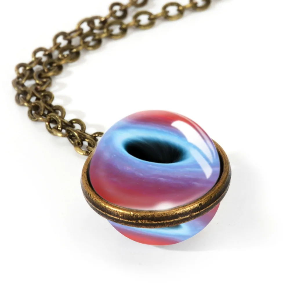 Amazing Christmas Gift Black Hole Double Sided Glass Pendant Necklace