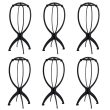 HTHL-1 Set 6Pcs Wig Stand Holder Portable Durable Plastic Folding Wig Holder Hairpieces Display Tool Stable Wig Stand Dryer