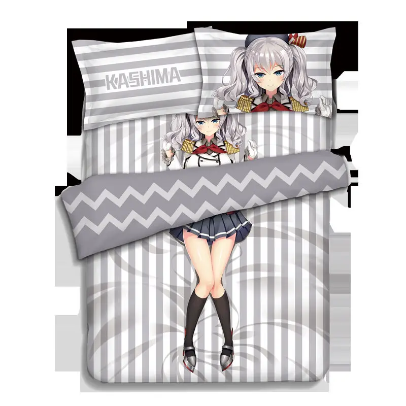 4 шт./компл. аниме kantai Коллекция 3d печать kongou постельное белье с наволочками+ простыня+ пододеяльник набор для 1,2 м/1,5 м кровать