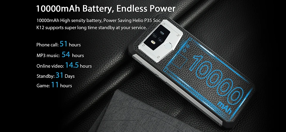 OUKITEL K12 5 V 6A Смартфон Android 9,0 мобильный телефон 6,3 ''19,5: 9 MTK6765 6G ram 64G rom NFC 10000 mAh быстрая зарядка отпечатков пальцев