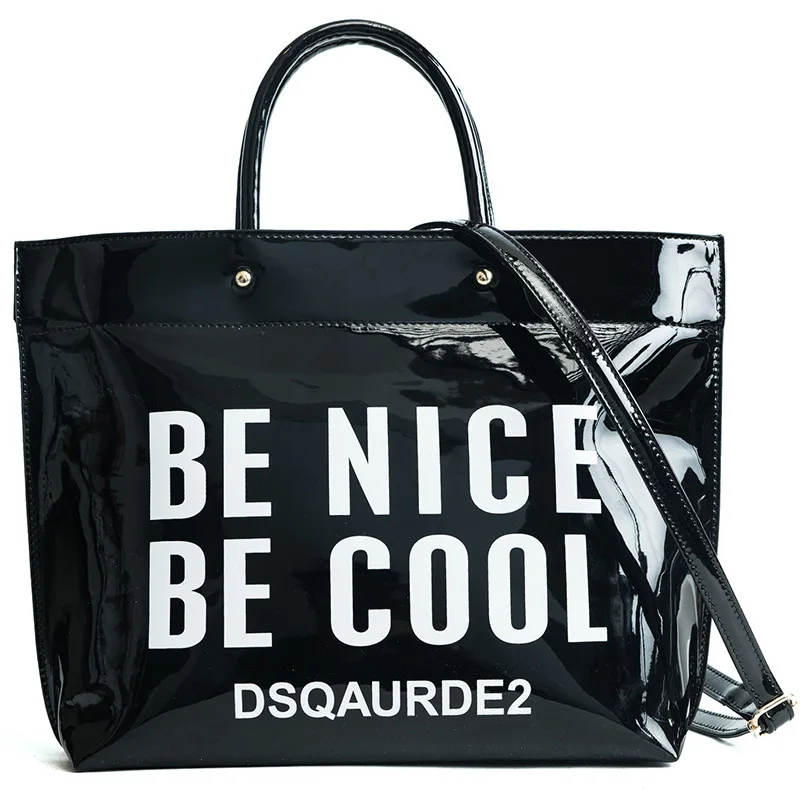 XCZJ Luxury Designer Letter Patent Leather Tote Women Famous Brand Lady's Lacquered Handbag Shoulder Bag Sac XCZJ Luxury Designer Letter Patent Leather Tote Women Famous Brand Lady's Lacquered Handbag Shoulder Bag Sac