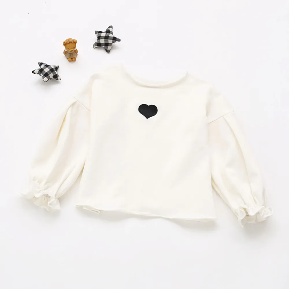 MUQGEW Детская рубашка для девочек топы с длинными рукавами на осень, принт с сердцем, мягкая одежда модные Дети для девочек хлопковые топы для девочек#40