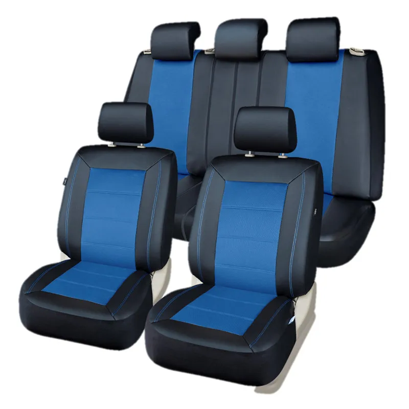 

PIC AUTO Seat Covers Full-Set Universal fit Auto Car Seat Protector Mesh & PU Leather+Side Airbag Vehicle Interior Accessories