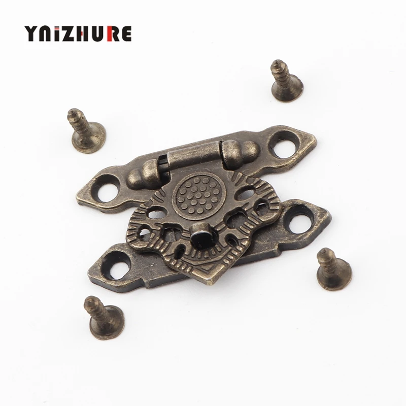 

Antique Alloy Decor Jewelry Trinket Wooden Box Hasp Clasps Latch Hook,2Pcs