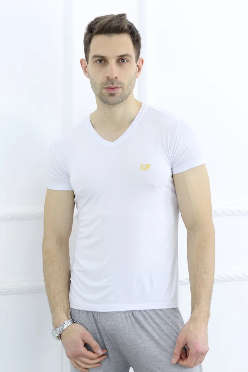 Большие размеры, L-6XL, мужские летние футболки, Мода, новинка, бамбуковое волокно, хлопок, мягкие, высокое качество, v-образный вырез, короткий рукав, повседневные футболки - Цвет: White