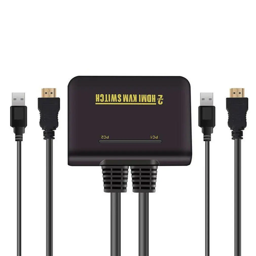 Практичный мини HDMI KVM переключатель 2 порта с кабелями для клавиатуры мышь монитор обмен высокой производительностью