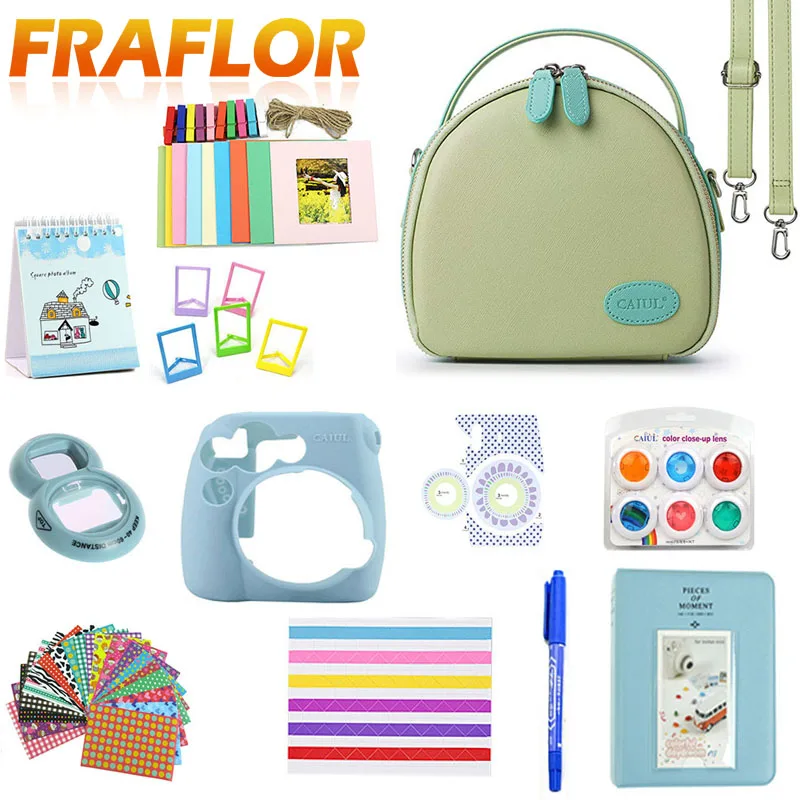 12 в 1 комплект аксессуаров для Fujifilm Instax Mini 8/8+/8 s/9 с чехлом для камеры/ремешком/Зеркало для селфи/фильтра/альбома/угловая наклейка/ручка