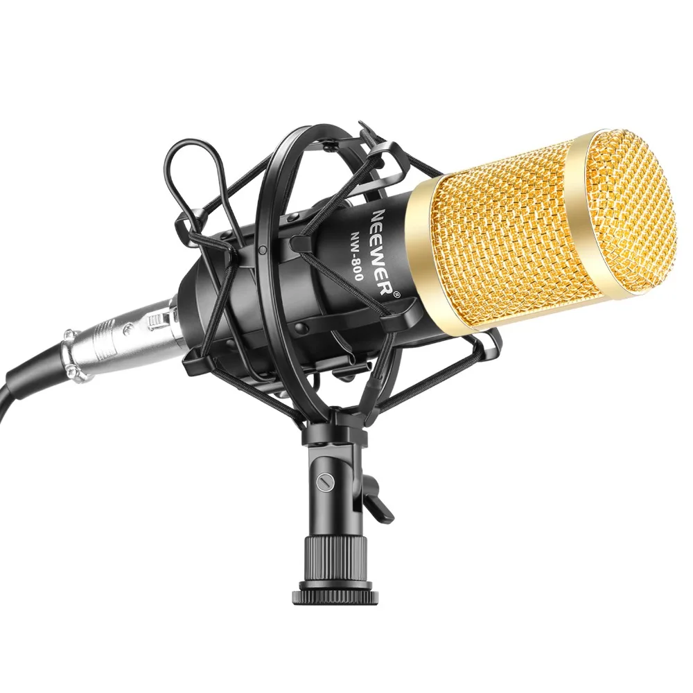 Набор профессиональных студийных микрофонов Neewer NW-800: микрофон+ микрофон с амортизацией+ ветрозащитная крышка+ кабель питания для записи KTV караоке