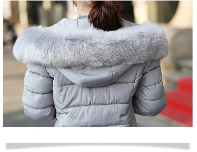 2018 Autumn Winter Jacket Women Fashion Warm Parkas Female Down Cotton Jacket Hooded Large Fur Collar Slim Winter Thicken Coat