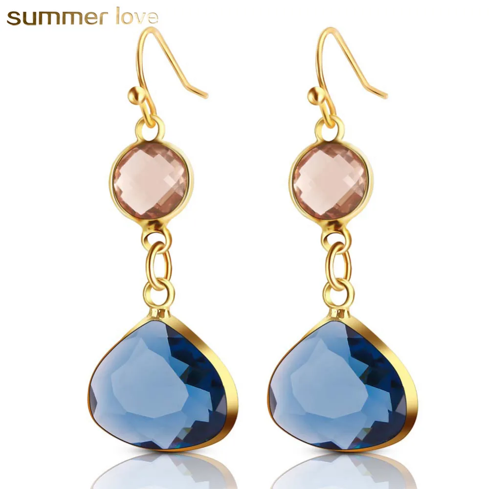 

2019 New Exquisite Double Glass Crystal Drop Earrings for Women Girl Wedding Dangle Earrings Statement Jewelry Boho Party Gifts