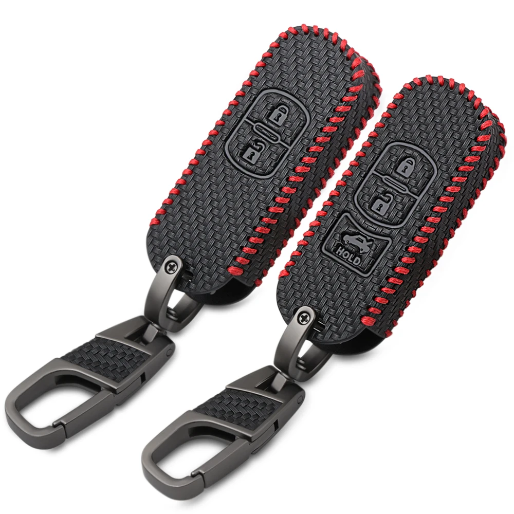 

Leather Car Remote Key Case Cover For Mazda 2 3 6 Axela Atenza CX-5 CX5 CX-7 CX-9 2014 2015 2016 2017 Smart 2/3 Buttons