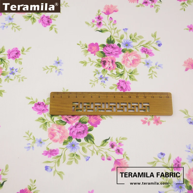 Teramila Fabric 100% Cotton Tissue Fat Quarter Sewing Material Bed Sheet Quilting Textile Printed Blooming Pink Flower Design|fat quarters|designer
