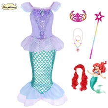 DAYLEBABY/детская одежда; нарядный костюм Русалочки для девочек; одежда для игр; костюм принцессы Ариэль с повязкой на голову; костюм на Хэллоуин