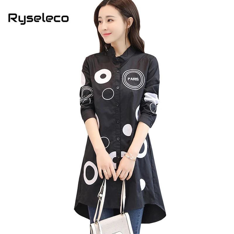 

Spring Autumn Office Lady Plus size Elegant Long Shirts Basic Long Sleeve Letter Circle Embroidery Tops Women Work Large Blouses
