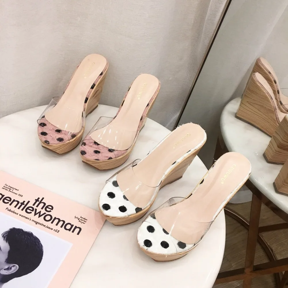 

Clear Slides Slippers Female Heels Rubber New 2019 Outside Clogs Platform Pvc Wedge Shoes Woman Summer Ladies Leather Med Water