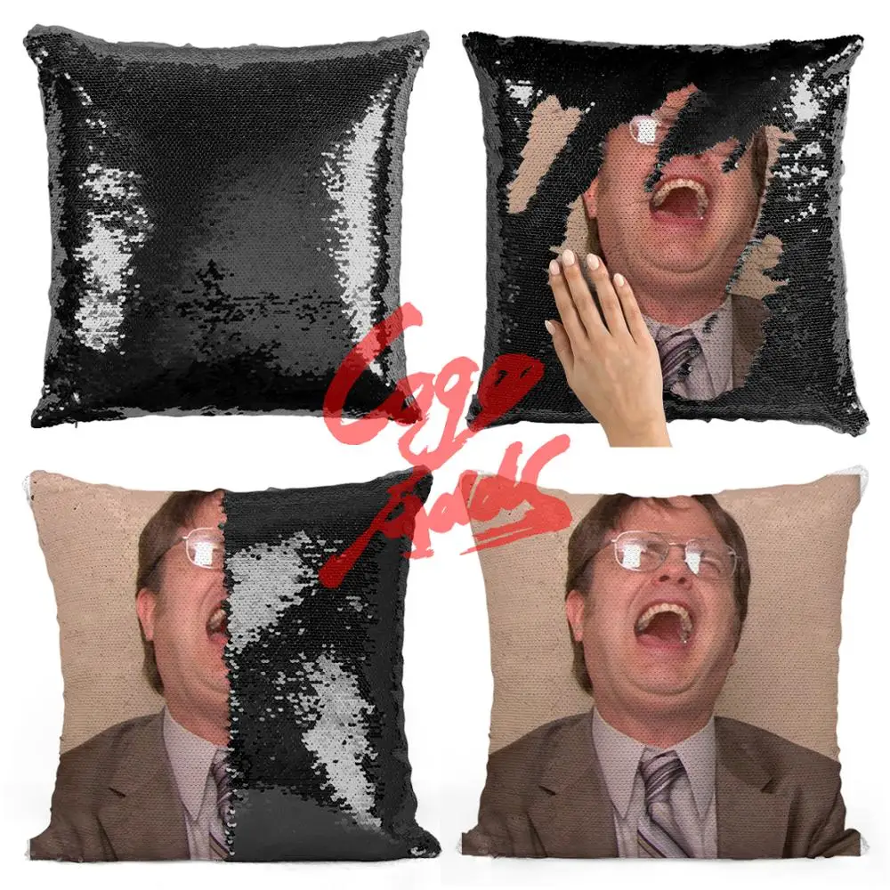 

Dwight Schrute laughing sequin pillow | sequin Pillowcase | Two color pillow | gift for her | gift for him | pillow | magic pill
