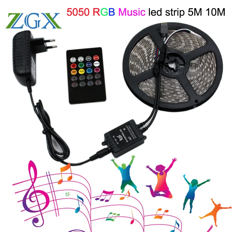 RGB Лента светодиодная Водонепроницаемая с синхронизацией музыки SMD 5050 5 м 10 60