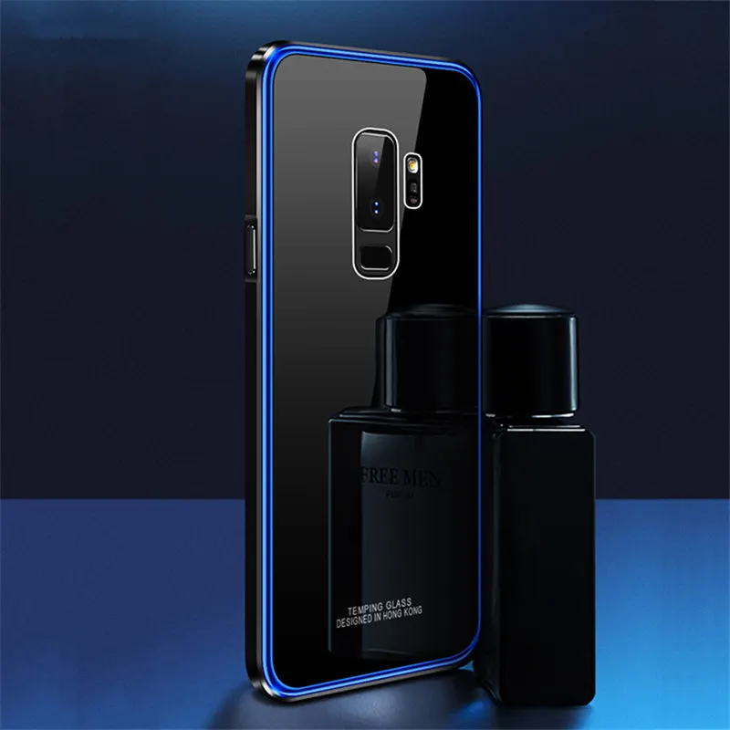 Metal-Bumper-Case-For-samsung-galaxy-s9-plus-Luxury-Plating-Frame-Hard-Clear-Tempered-Glass-Mirror (1)