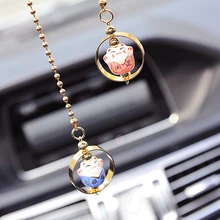 Креативные керамические украшения, удача, кошка, подвеска для зеркала заднего вида, Автомобильная подвеска, автомобильная цепь, Автомобильные украшения