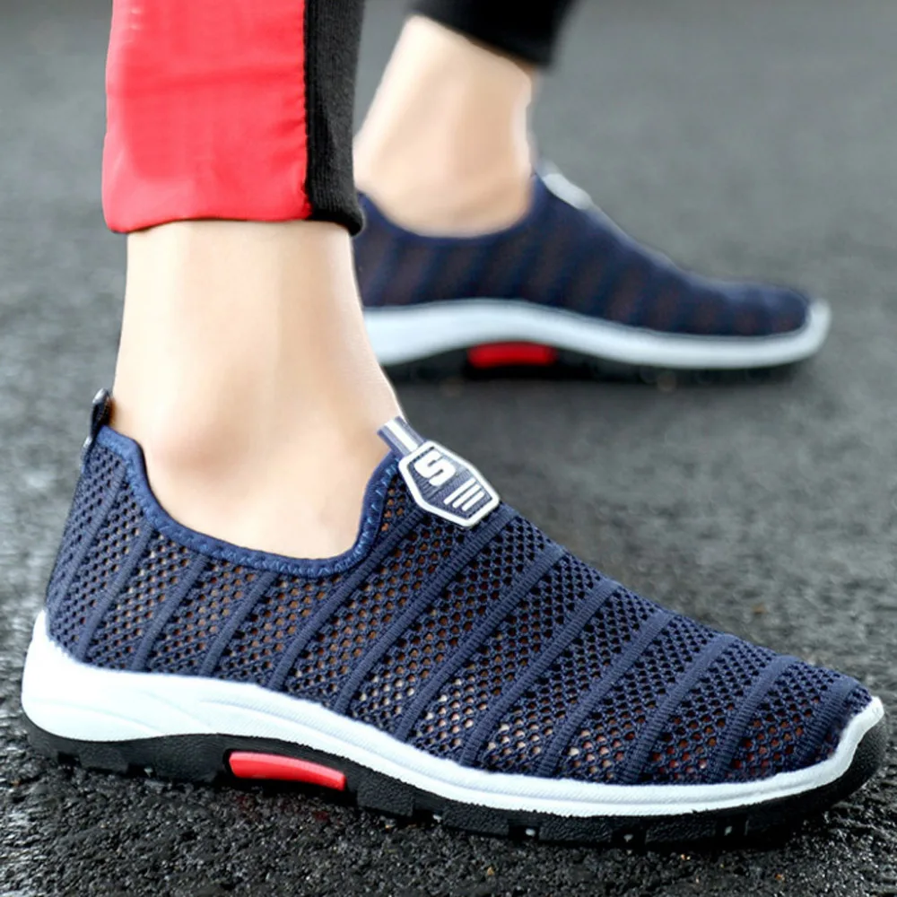 2019 Men's hollow flying woven mesh breathable sneakers lightweight soft bottom non-slip running shoes sneakers platform 40J14 (12)