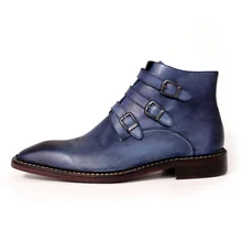 Роскошные модные кожаные ботинки ручной работы в стиле ретро с квадратным носком; короткие ботинки из воловьей кожи для мужчин; ботинки «Челси»