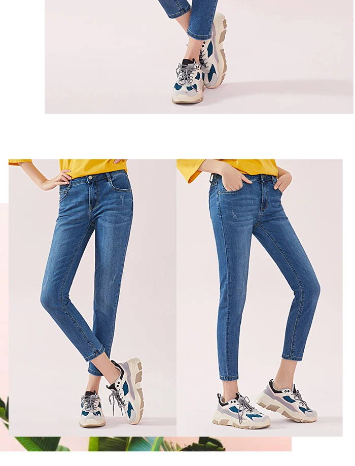 SEMIR, женские облегающие джинсы с высокой посадкой, потертые джинсовые женские укороченные джинсы, супер облегающие джинсы длиной до щиколотки с разрушением