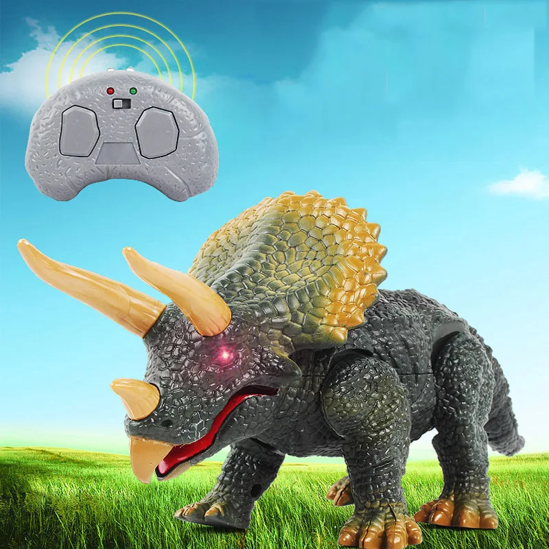 

Children Simulation Animal Toys New Design Walking Remote Control Dinosaur Triceratops Toy Gift Model Light Sound Action Figure