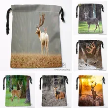 Изготовленные на заказ Благородные сумки на шнурке с рисунком оленя для путешествий, мини-сумка для плавания, походов, игрушек, размер 18x22 см#180412-11-88