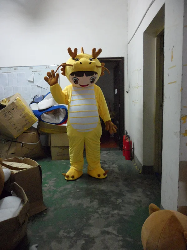 

Mascot Costumes For Adults Christmas Halloween Outfit Fancy Dress Suit Free Shipping Yellow Dragon Dinosaur 2019New