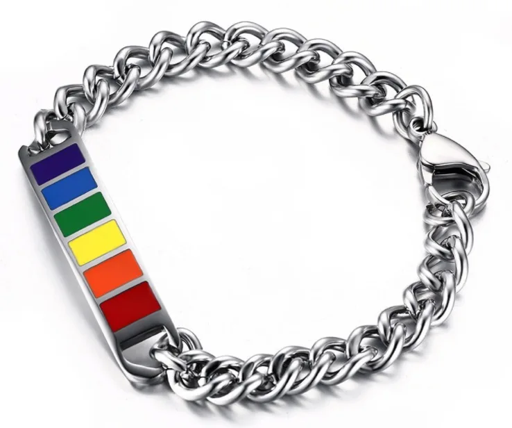 Gay Rainbow LGBT Pride Lovers stainless steel Lesbian Bangle Jewelry Bracelet