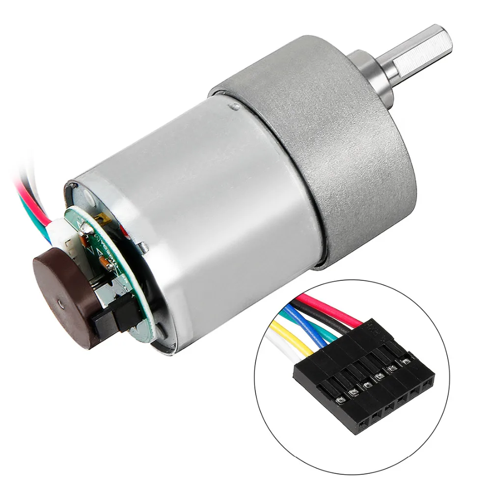 

Uxcell Newest 1Pcs Gear Motor with Encoder DC 333/1000RPM 24V D Shaft Metal Encoder Gear Motor Silver 37Dx49L mm