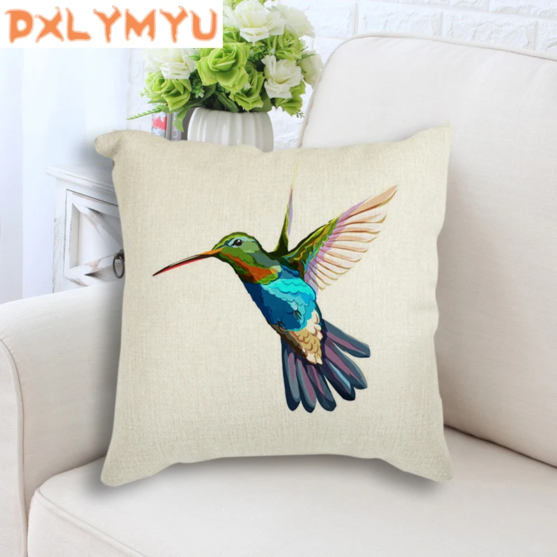 

Watercolor Bird Tree Leaves Animals Seat Cushion Nordic Cotton Linen Throw Pillow Decorative Cushion Sofa Pillow 45x45 cm
