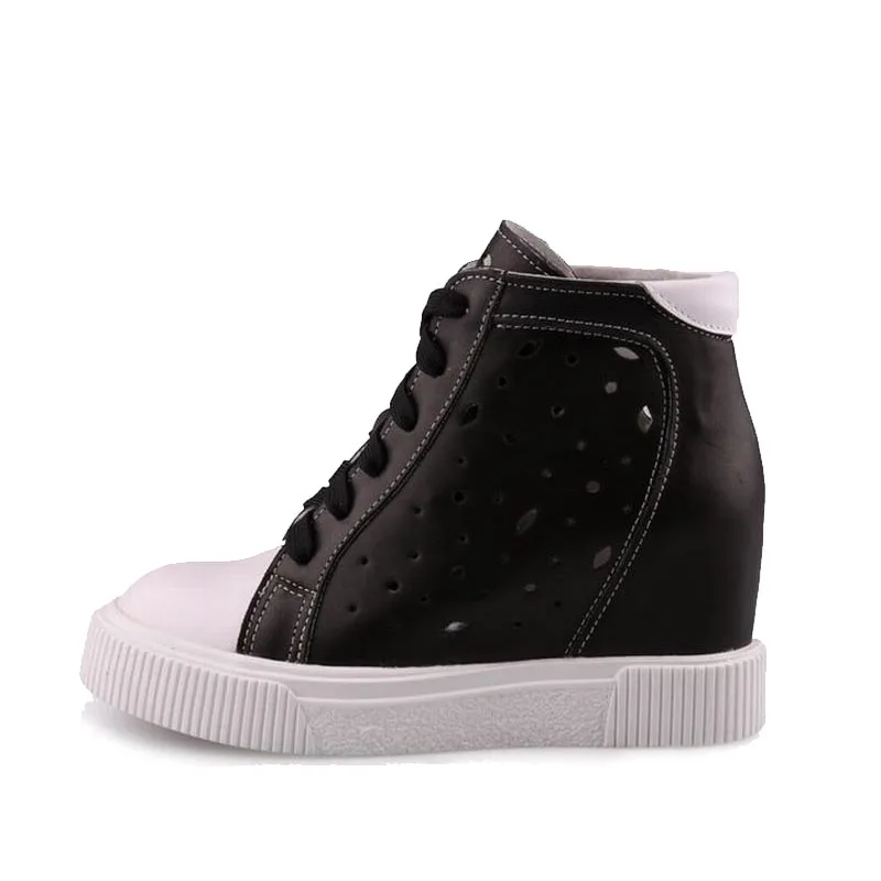 

wedge high heels women shoes woman genuine leather platform hollow ladies casual shoes zapatillas zapatos mujer tenis feminino