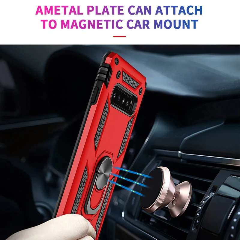 

Car Magnetic Case For Samsung Galaxy S10 S9 S8 A6 J4 J8Plus S10E Note 10 Pro 8 9 A7 A9 2018 Shockproof Rotating Ring Stand Cover