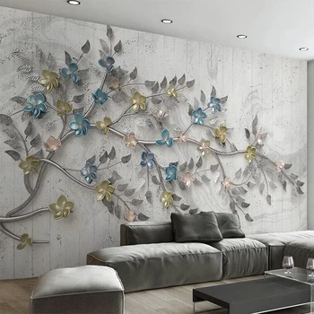 

Custom Photo Wallpaper 3D Relief Retro Branch Flower Plum Blossom Self-Adhesive Mural Living Room Luxury Home Decor Wall Sticker