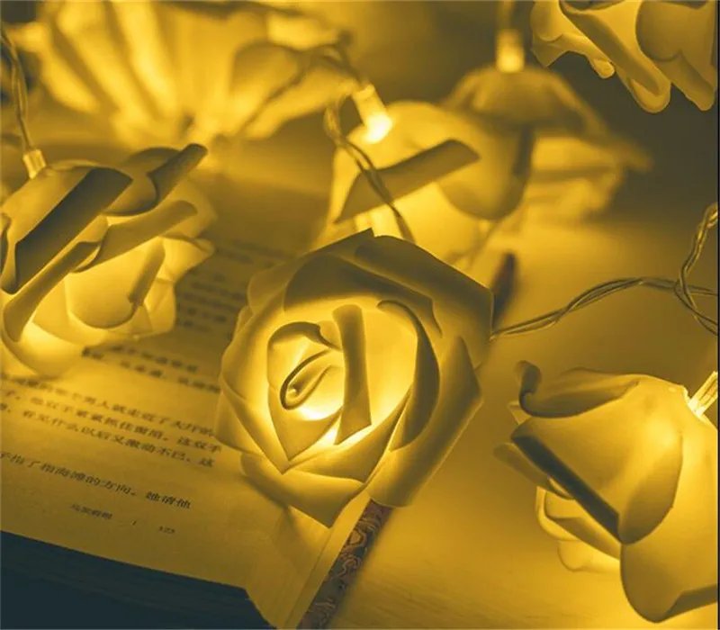 Роза 1,5 м 10 светодиодный строки Батарея Декор на свадьбу День рождения светильники Роза события сторон светодиодный Guirlande Lumineuse