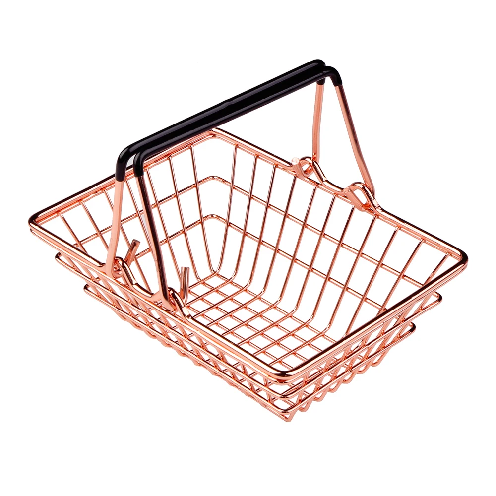 New Mini Metal Rose Gold Storage Basket Vogue Chic Nordic Elegant