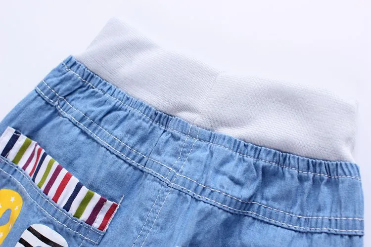 2016 New Fashion Kids Jeans Elastic Waist Straight Cartoon Jeans Denim Seventh Pants Retail Boy Jeans For Kids 2-5 Y WB141 (6)