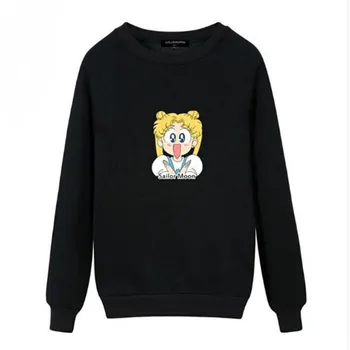 

AILOOGE Sailor Moon Sweatshirt Tsukino Usagi Printed Crewneck Pullovers New 2017 Womens Cartoon Cute Sweatshirts Free Shipping