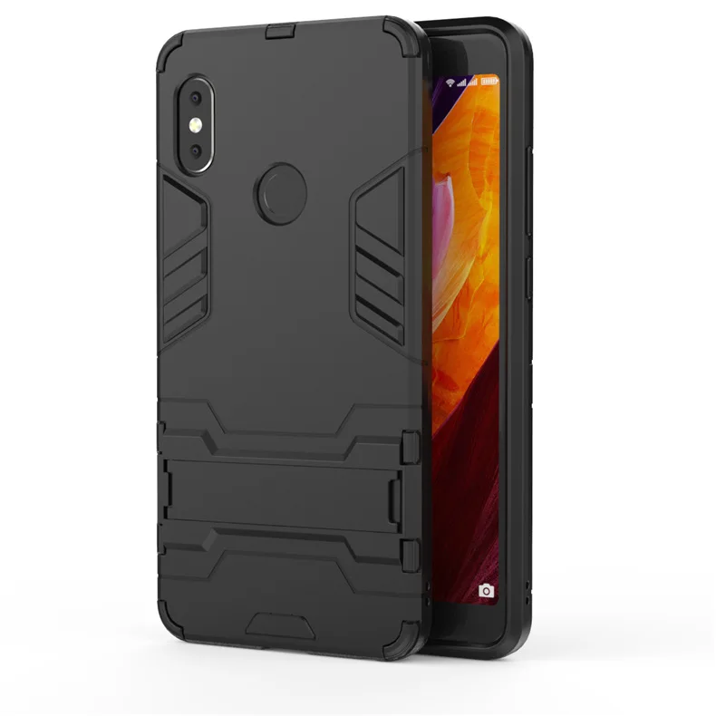 

Case For Xiaomi Redmi Note 5 Pro Cover PC+Silicone 3D Shield Iron Man Anti Shock Proof Kickstand Phone Shell Mobile Phone Coque