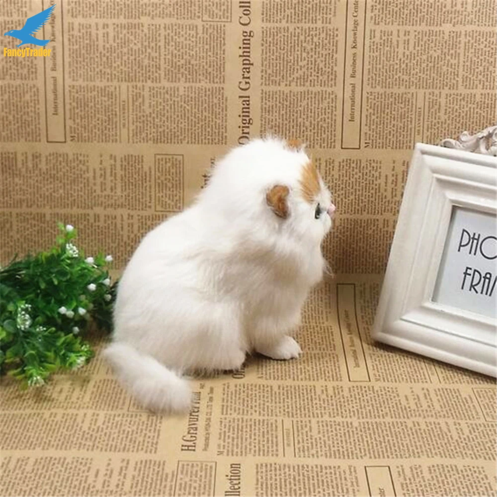 Simulation Mini Long Plush Animal Cat White Baby Toy Gift for Decoration (4)