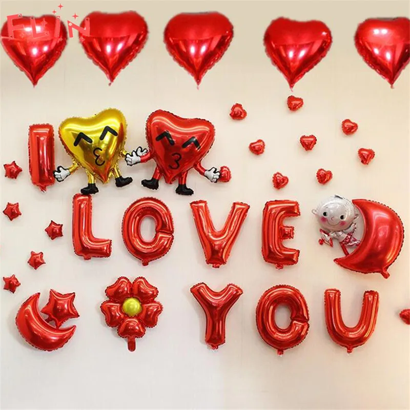 

16inch I LOVE YOU Just Married Rose Letter Foil Inflatable Balloons Wedding Decoration Valentines Day Event Party Globos
