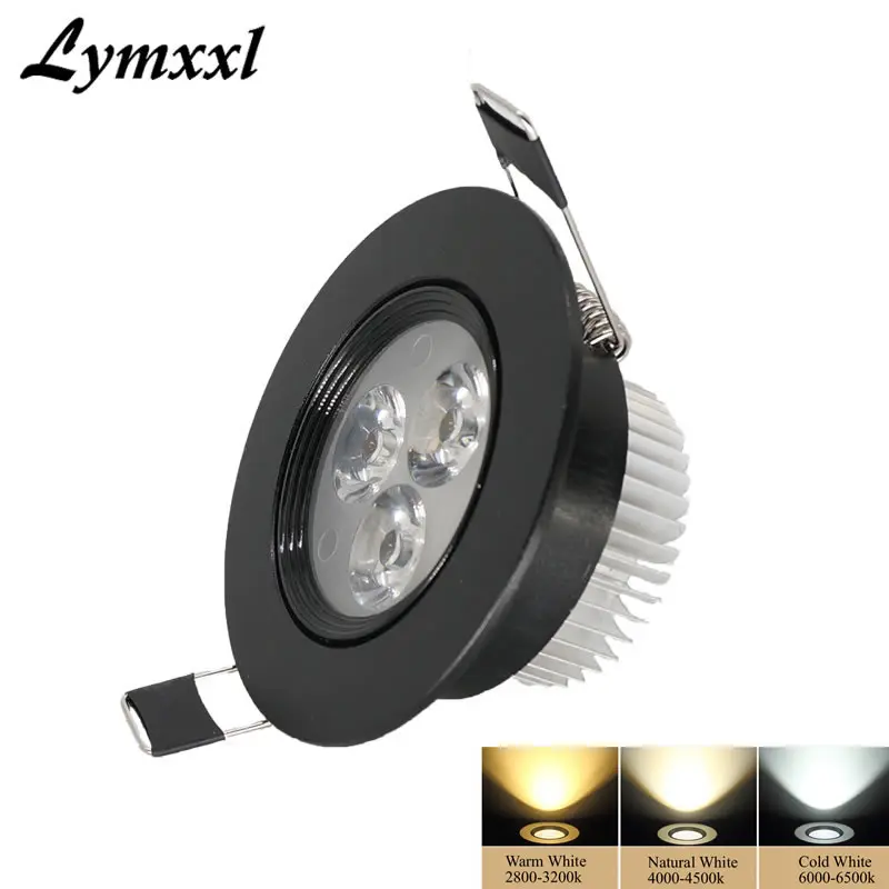 

Black shell Dimmable Led Recessed Ceiling Lights Lamp 3w High Power led chip AC85-265V or 12v CRI85 indoor Led Down lights lamp