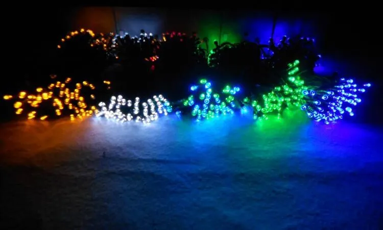 100 светодиодный открытый Желтые Солнечные лампы светодиодный гирлянды светодиодные огни Фея праздник для рождественской вечеринки гирлянды солнечные сад Водонепроницаемый огни